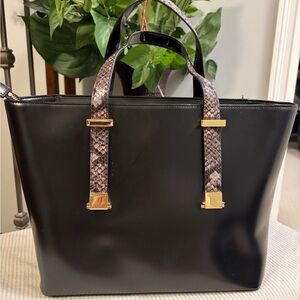 Ted Baker Black Tote with Snakeskin Accents
